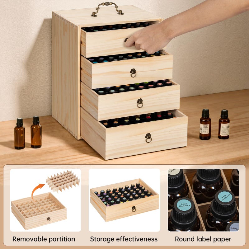 TORIBIO Essential Oils Box for 192 Bottles, Wooden Essential Oils Storage Organizer Holds 5 10 15 20 30 ml for Young Living & Doterra Bottles - Image 3