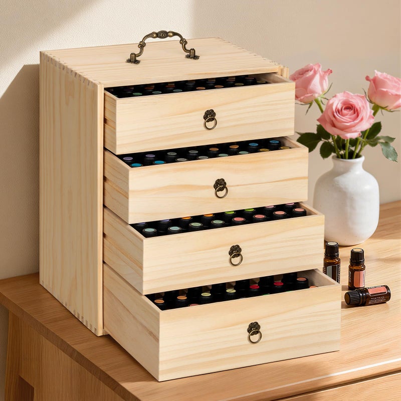 TORIBIO Essential Oils Box for 192 Bottles, Wooden Essential Oils Storage Organizer Holds 5 10 15 20 30 ml for Young Living & Doterra Bottles - Image 2