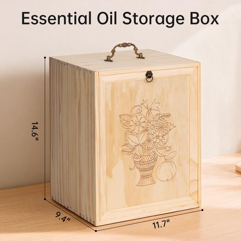 TORIBIO Essential Oils Box for 192 Bottles, Wooden Essential Oils Storage Organizer Holds 5 10 15 20 30 ml for Young Living & Doterra Bottles - Image 5
