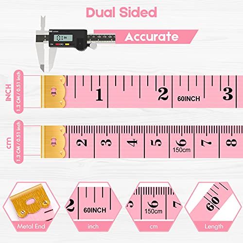 iBayam Tape Measure, Soft Ruler Measuring Tape for Body Weight Loss Fabric Sewing Tailor Cloth Vinyl Measurement Craft Supplies, 60-Inch Double Scale Ruler, 5-Pack - Image 3