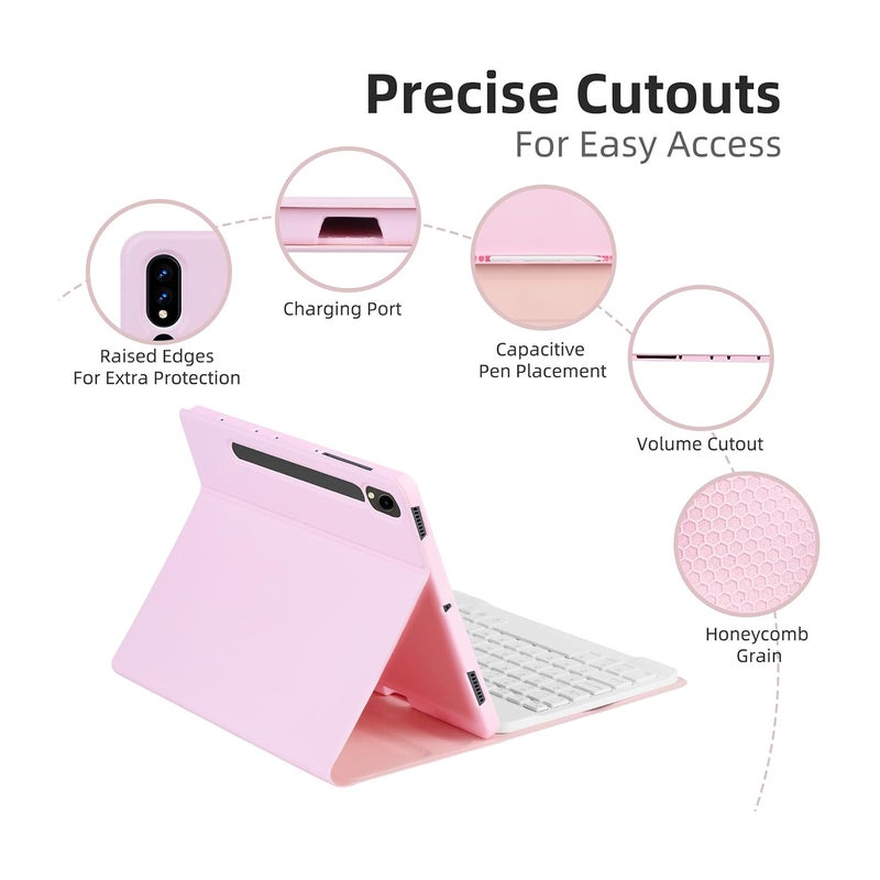 Tablet Case Bluetooth Keyboard and Mouse Kit for Samsung Galaxy Tab S7 S8S9 S9FE 11 Tablet Keyboard Stand Model with Pen Slot Colourful Backlit Bluetooth Keyboard + Mouse + Protective Case - Image 3