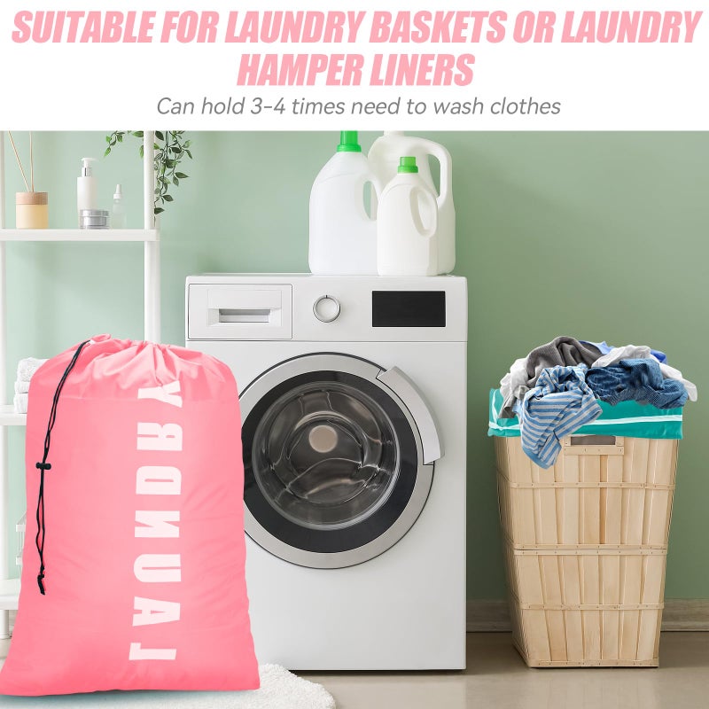 Isink Laundry Bag,2 Pack Travel Laundry Bags for Dirty Clothes,Large Laundry Bags for Camping & Traveling,Dirty Clothes Travel Bag,24" x 36" (Cyan + Pink) - Image 5