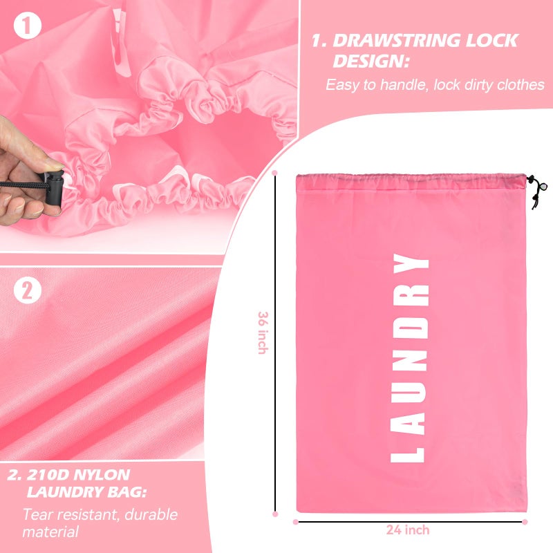 Isink Laundry Bag,2 Pack Travel Laundry Bags for Dirty Clothes,Large Laundry Bags for Camping & Traveling,Dirty Clothes Travel Bag,24" x 36" (Cyan + Pink) - Image 3