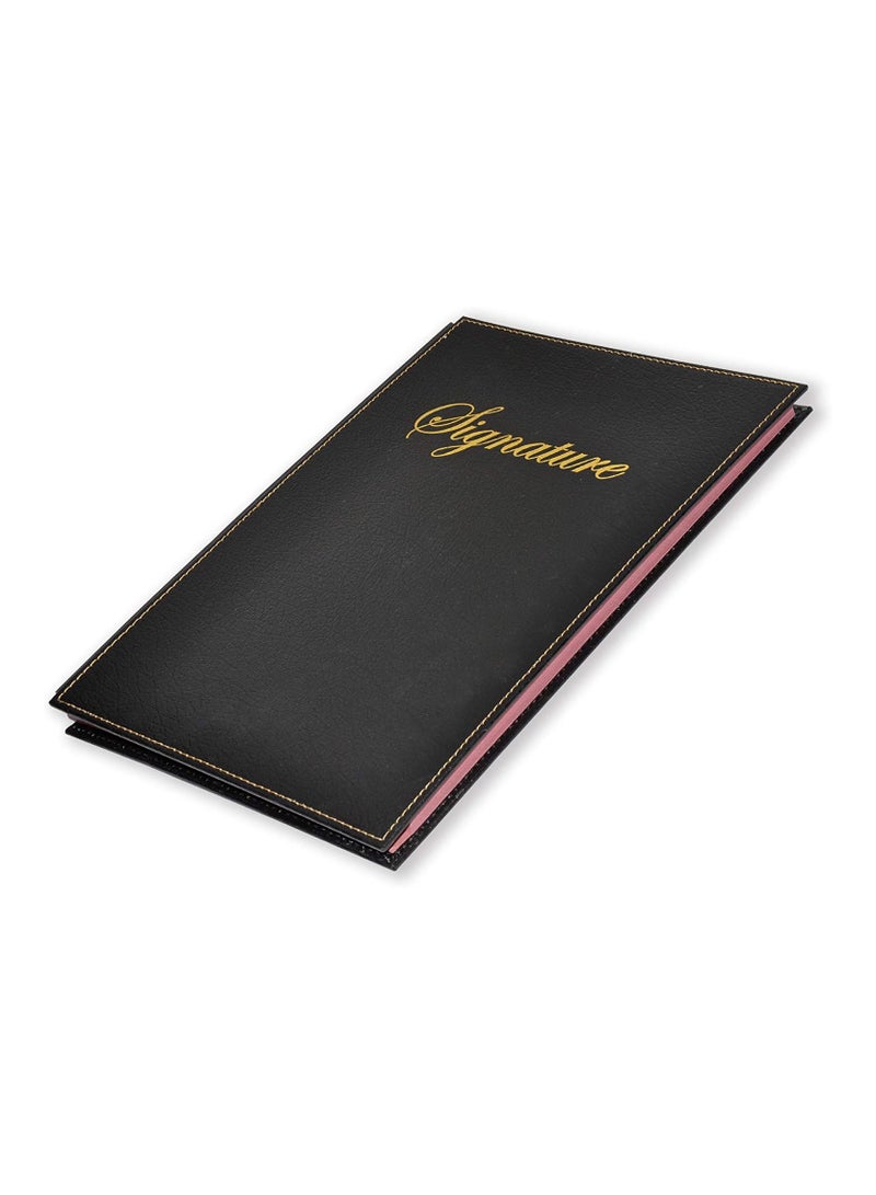 FIS Signature Book 18-Divisions Vinyl with Cover Stitching, Black - FSCL18SBK - Image 1