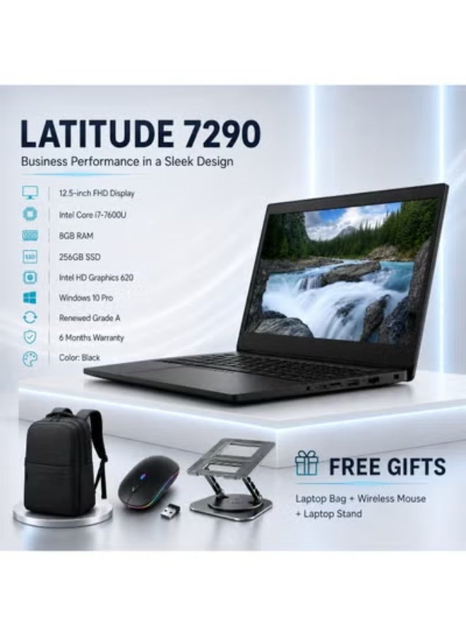 لابتوب أعمال 12.5 بوصة FHD بمعالج فئة i7 وذاكرة 8 جيجابايت وتخزين 256 جيجابايت SSD ونظام ويندوز برو (مجدد درجة A) مع شنطة وماوس وستاند - Image 1
