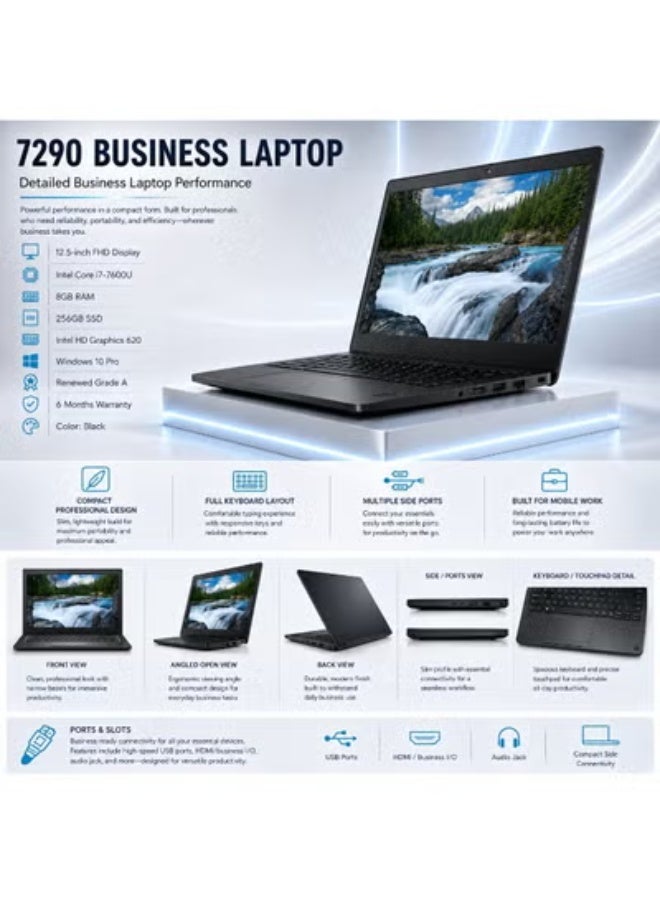 لابتوب أعمال 12.5 بوصة FHD بمعالج فئة i7 وذاكرة 8 جيجابايت وتخزين 256 جيجابايت SSD ونظام ويندوز برو (مجدد درجة A) مع شنطة وماوس وستاند - Image 3