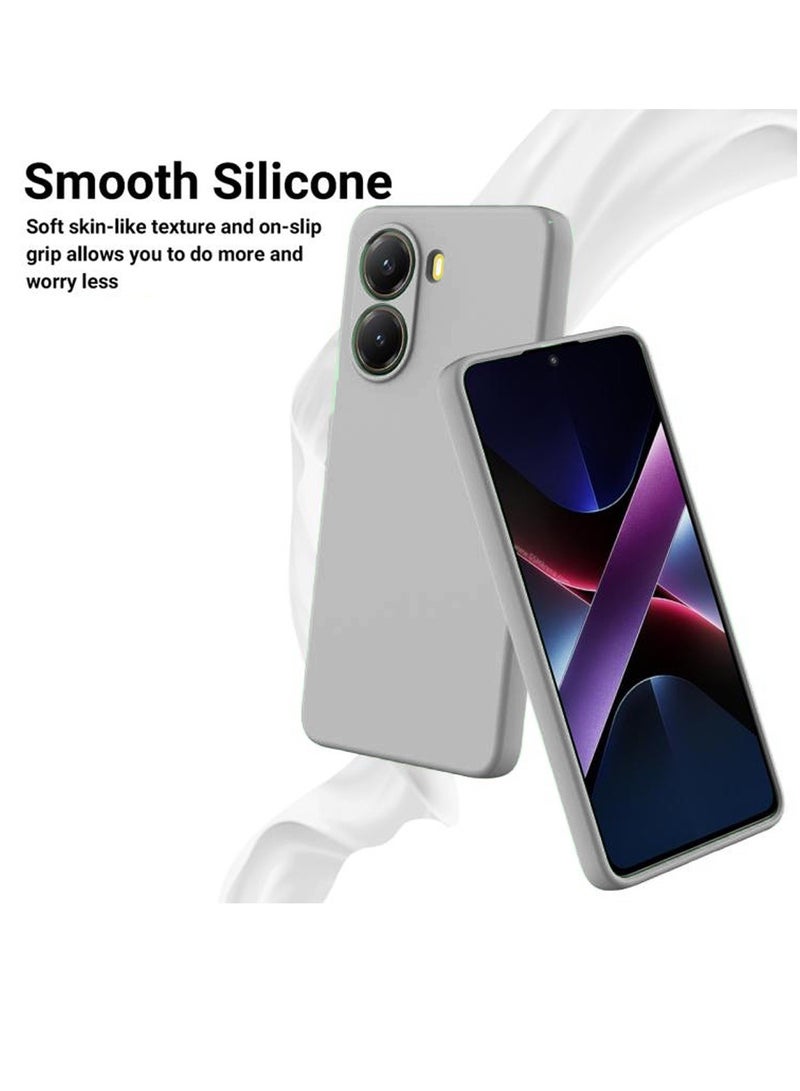Wtech Xiaomi Poco X7 Pro 5G 2025 Premium Soft Liquid Silicone Case Cover - Grey - Image 3