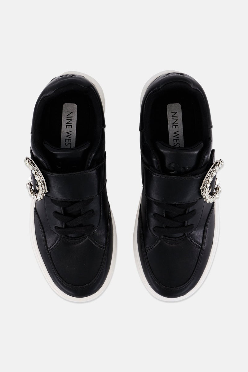 NINE WEST Women Halleye Leather Velctro Shoes, Black - Image 2