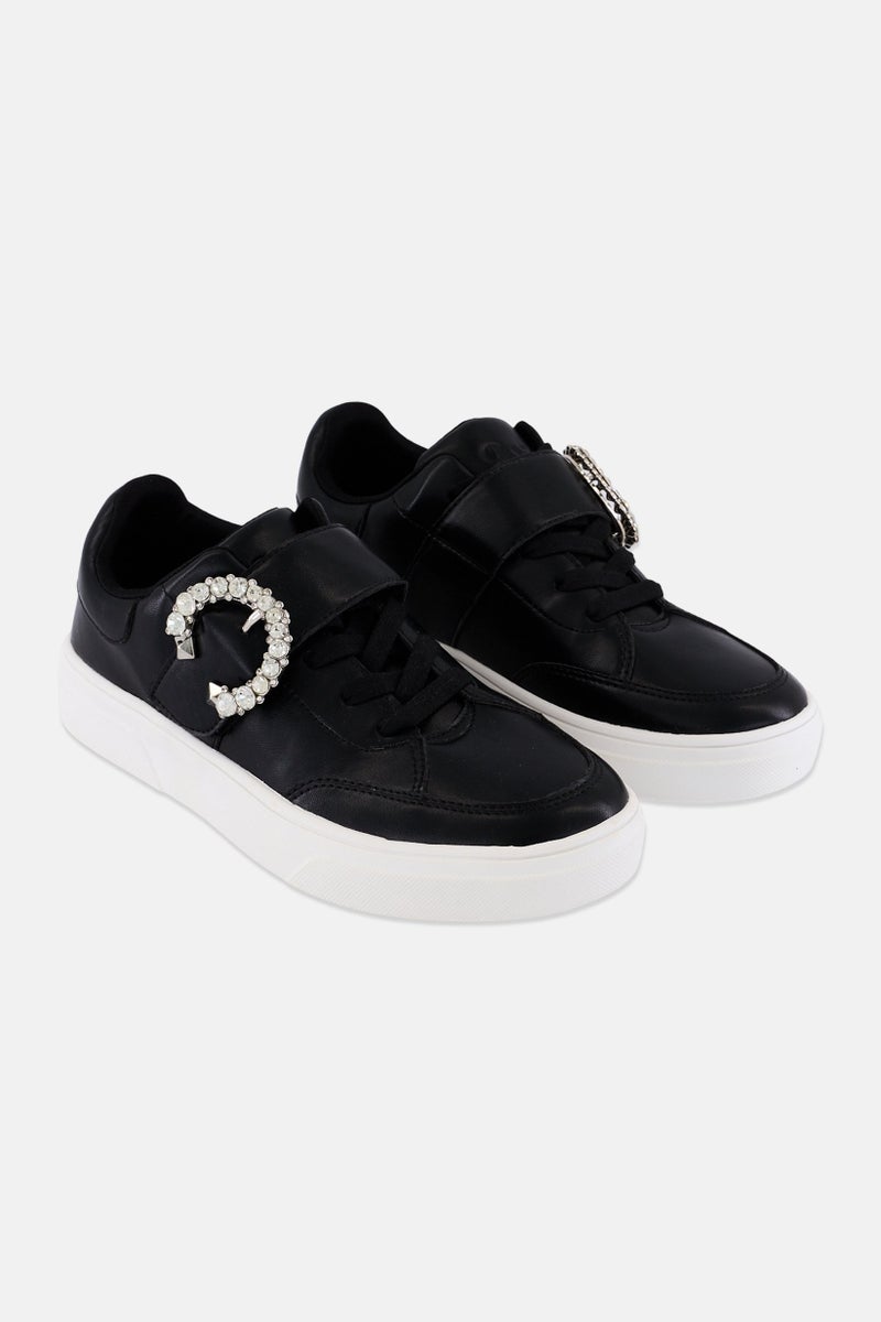 NINE WEST Women Halleye Leather Velctro Shoes, Black - Image 1