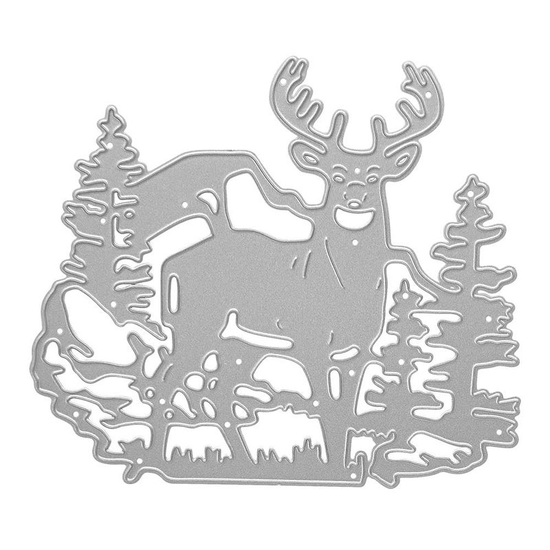 Metal Christmas Elk Forest Cutting Dies Wapiti Forest Die Cuts Embossing Stencils Template Mould for Card Scrapbooking and DIY Craft