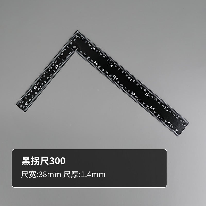 Stainless Steel L-Shaped Square Large 90 Degree Angle Ruler Black ruler 30CM 