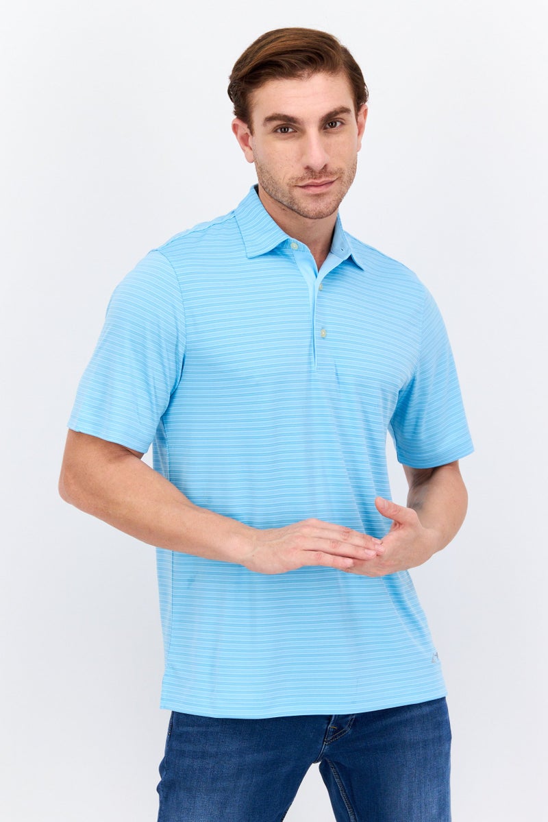 Greg Norman Men Sportswear Fit Short Sleeve Training Polo Shirt, Sky Blue - Image 1