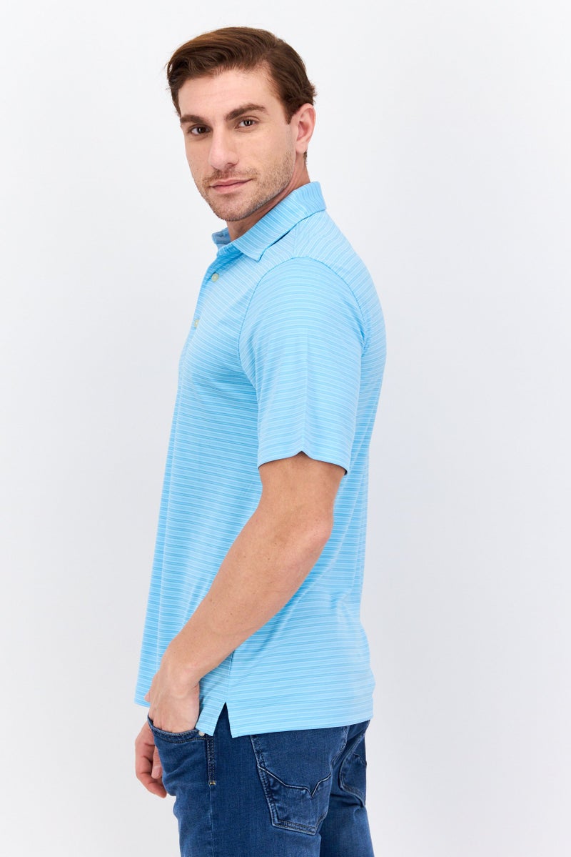 Greg Norman Men Sportswear Fit Short Sleeve Training Polo Shirt, Sky Blue - Image 2
