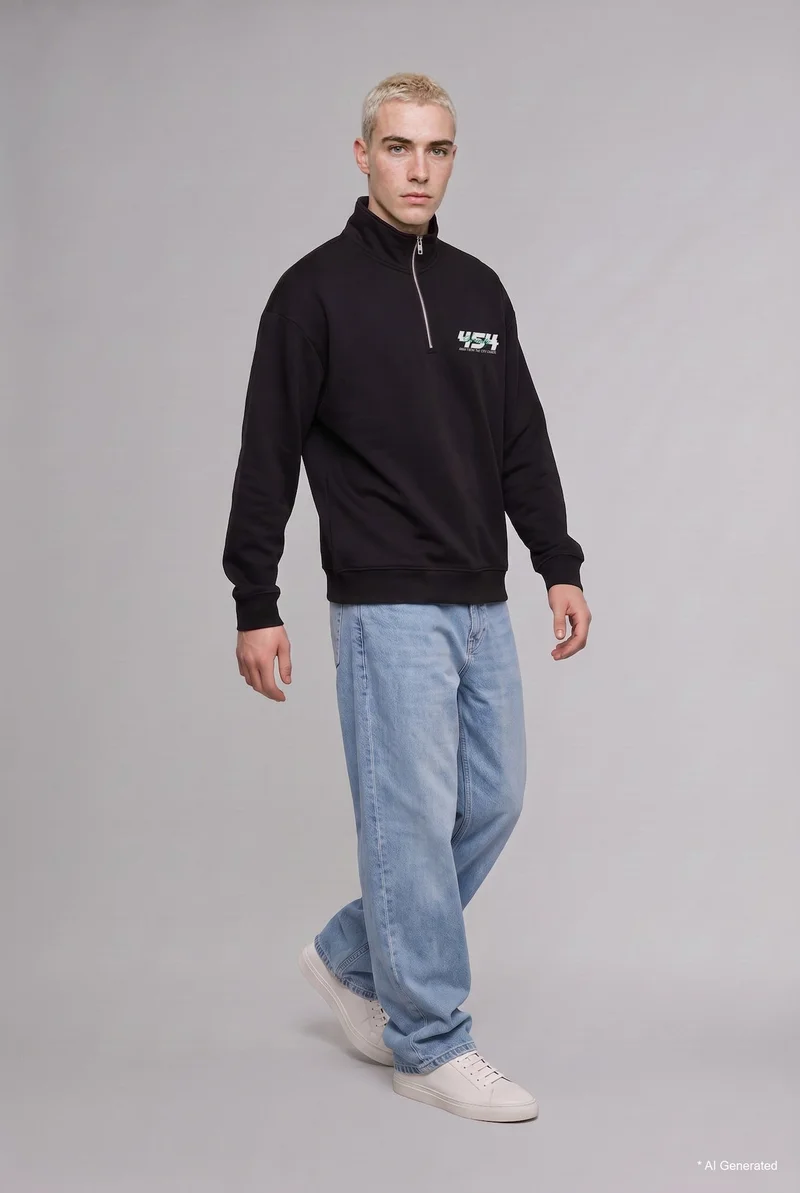 Defacto Boxy Fit Printed Slogan Sweatshirt