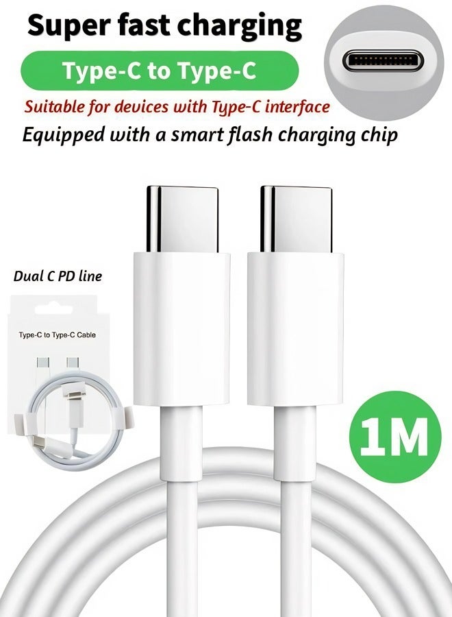 1-meter Type-C to Type-C high-speed fast charging data cable, durable and rugged/high-temperature resistant, compatible with multiple devices, protects your device, and adaptable to all scenarios. - Image 1