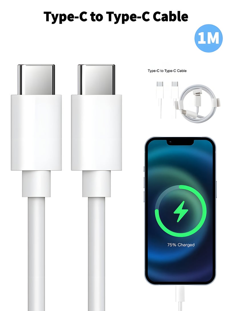 1-meter Type-C to Type-C fast charging cable, compatible with iPhone 16/15, iPad, iPad mini 7, MacBook Pro, Samsung S25 Ultra/S24/23, Huawei P70, and other devices. - Image 1