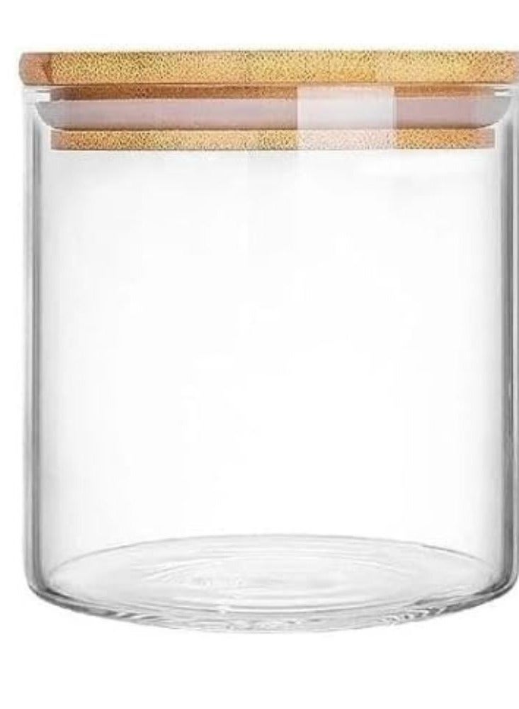 Rounded storage jar with bamboo food storage containers, acrylic canisters for pantry organization and storage containers moisture proof for sugar, coffee, tea (0.5 Liter) - Image 1