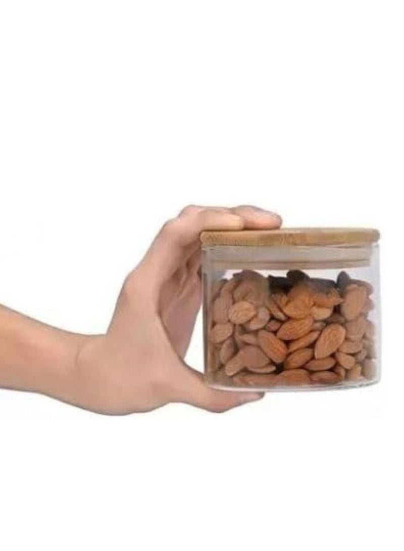 Rounded storage jar with bamboo food storage containers, acrylic canisters for pantry organization and storage containers moisture proof for sugar, coffee, tea (0.5 Liter) - Image 4