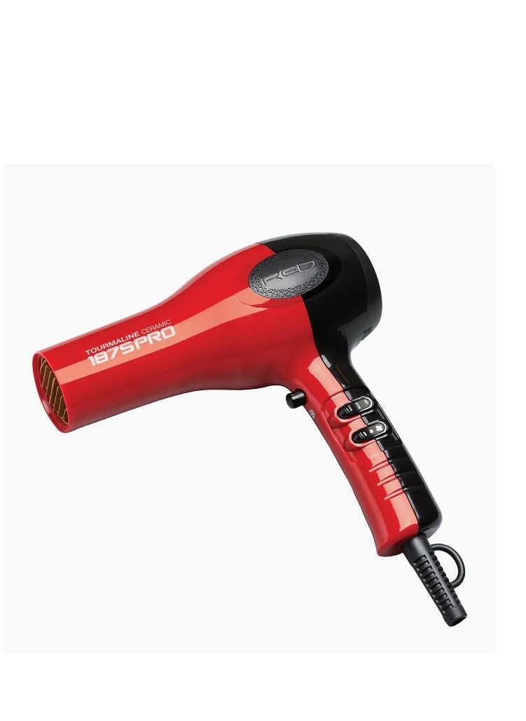 KISS - KISS 1875 Watt Pro Tourmaline Ceramic Hair Dryer, Styling Edition, 3 Heat Settings, 2 Speed Settings, Cool Shot Button, 7 Blow Dryer Accessories Included - Red - Image 1