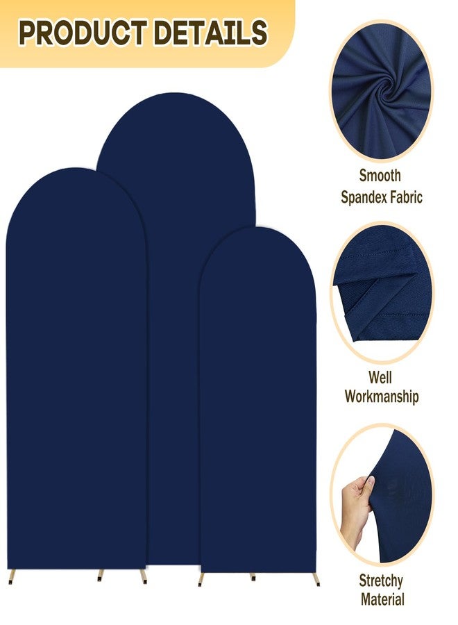 ROMANKAS Set of 3 Wedding Arch Covers Navy Blue Arch Backdrop Cover 4ft 5ft 6ft Arch Covers Stretchy Backdrop for Wedding Party Ceremony Baby Shower Decoration Spandex Fitted Arch Cover - Image 4