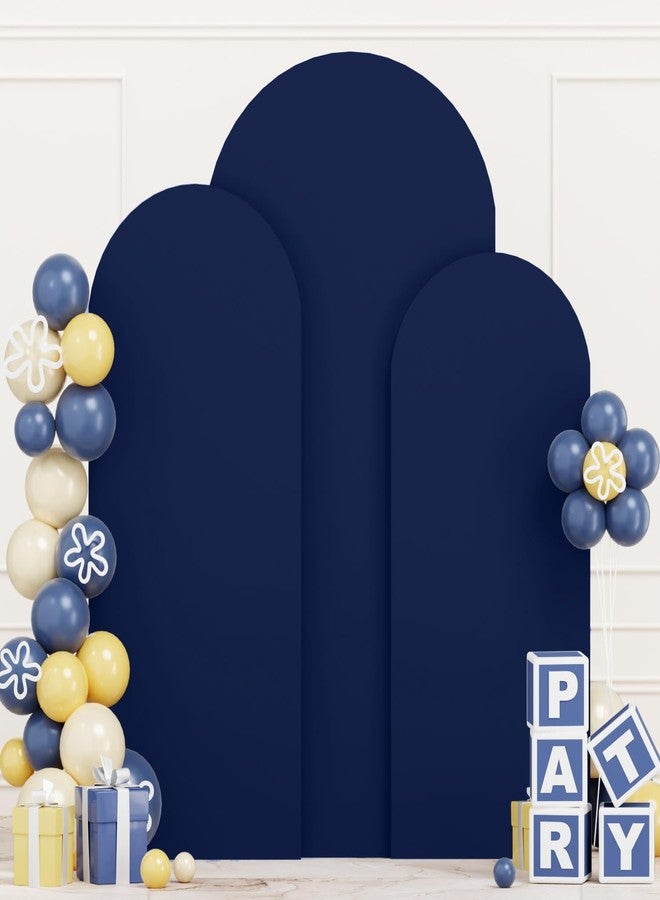 ROMANKAS Set of 3 Wedding Arch Covers Navy Blue Arch Backdrop Cover 4ft 5ft 6ft Arch Covers Stretchy Backdrop for Wedding Party Ceremony Baby Shower Decoration Spandex Fitted Arch Cover - Image 1