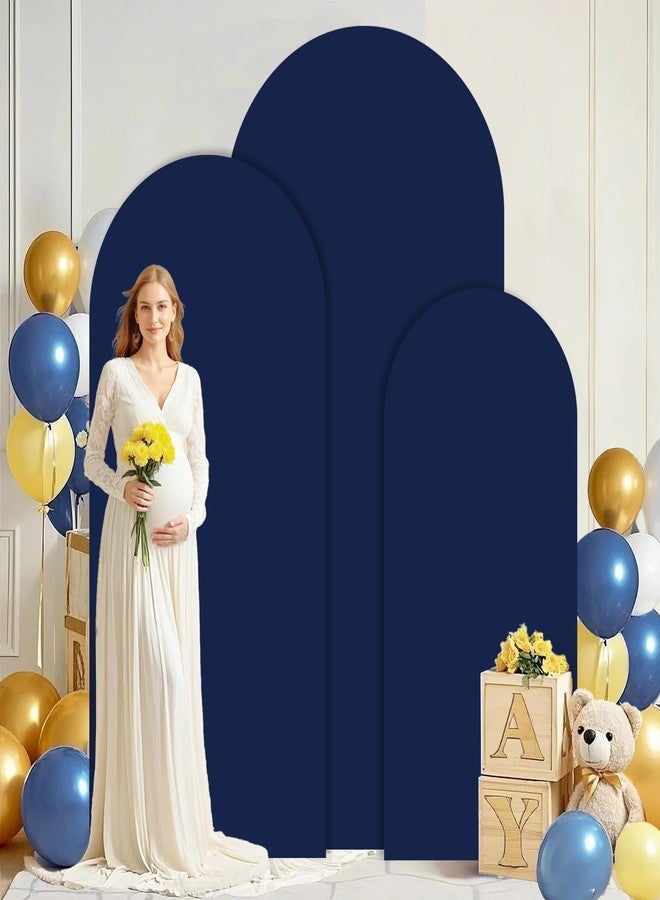 ROMANKAS Set of 3 Wedding Arch Covers Navy Blue Arch Backdrop Cover 4ft 5ft 6ft Arch Covers Stretchy Backdrop for Wedding Party Ceremony Baby Shower Decoration Spandex Fitted Arch Cover - Image 3