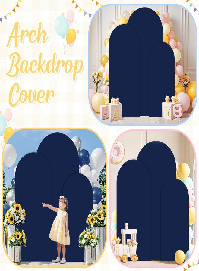 ROMANKAS Set of 3 Wedding Arch Covers Navy Blue Arch Backdrop Cover 4ft 5ft 6ft Arch Covers Stretchy Backdrop for Wedding Party Ceremony Baby Shower Decoration Spandex Fitted Arch Cover - Image 5