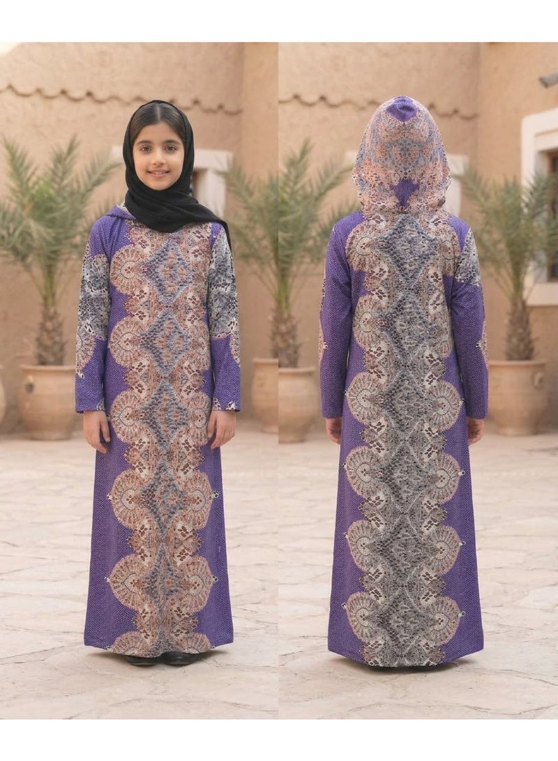 Kids Girls Prayer Esdall / Abaya Size 12 Patterned with Matching Sleeves and Hood - Islamic Prayer Dress - Image 1