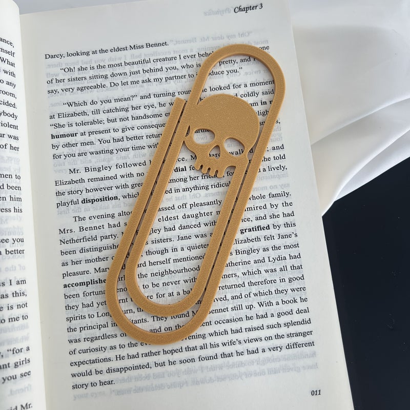 مشبك ورق على شكل جمجمة ذهبية - علامة إبداعية بزخارف قوطية للكتب - Image 4