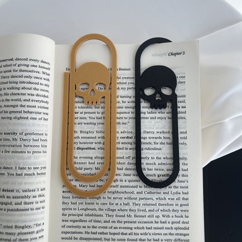 مشبك ورق على شكل جمجمة ذهبية - علامة إبداعية بزخارف قوطية للكتب - Image 2