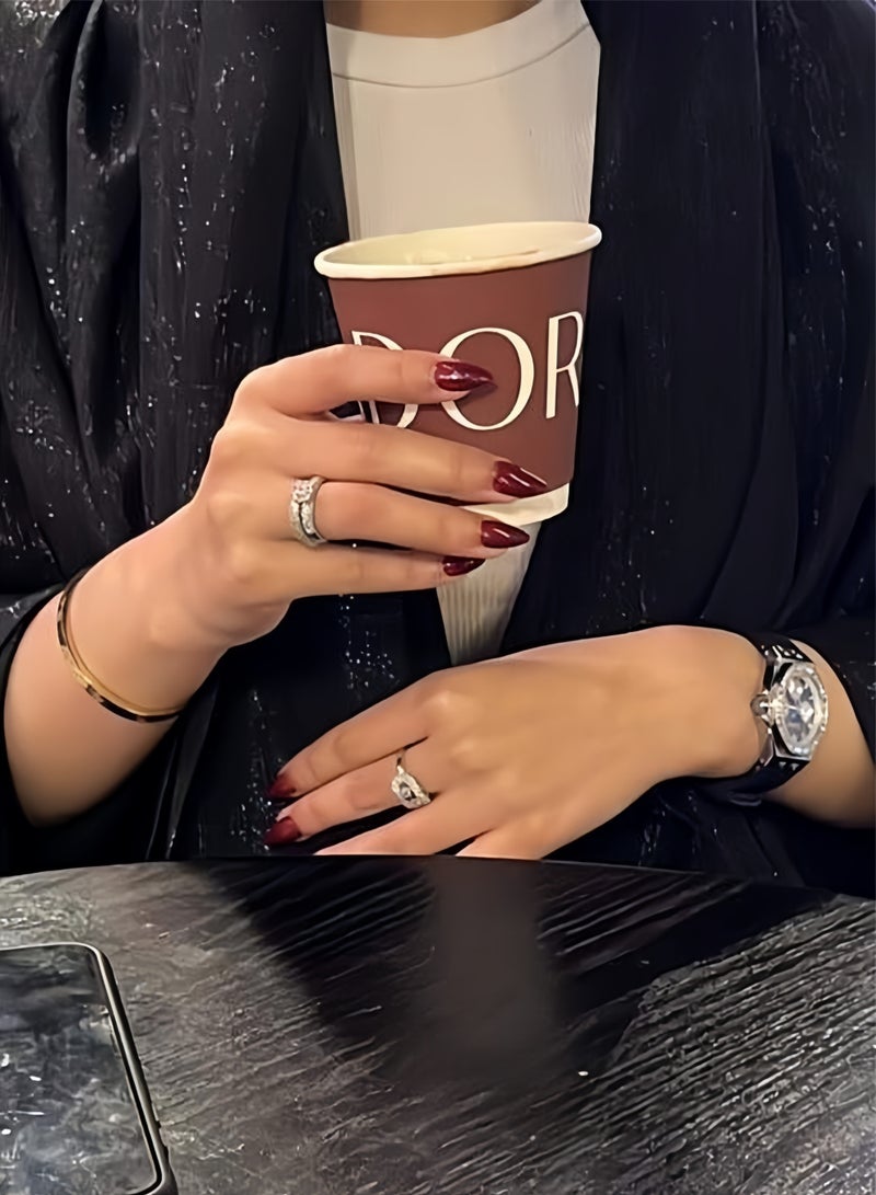 قِيرّا 30 قطعة أظافر صناعية مضغوطة بلون أحمر أنيق، للاستخدام اليومي للنساء، إضافر اصطناعية موحدة اللون، إكسسوارات تجميل الأظافر - Image 5