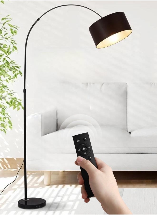 Tiokkss Floor Lamp for LED Stand Vintage Arc Pole Light with Warm Light Remote Control for Living Room Office Bedroom Metal Black 12W 8-15m 185x38 cm  - Image 1