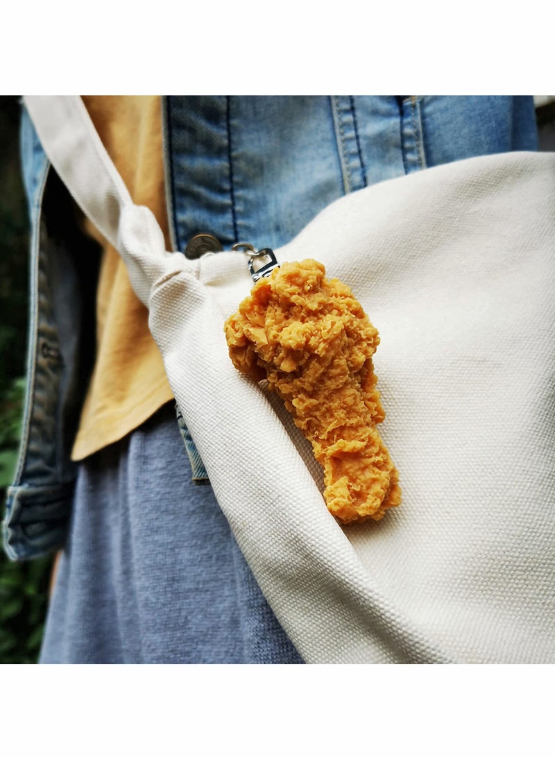Zikra Artificial Food Keychain, Fried Chicken Fake Food Keychain Funny Gifts Backpack Car Accessories Car Charm Key Ring Toy Prank Stuff School Bag Accessory - Image 2