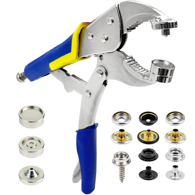 Rexhubro Snap Fastener Tool,Snap Tool for Boat Covers, Heavy Duty Snap Setter Pliers Canvas Snap Fasteners Kit Includes 60 Sets 15mm Stainless Snaps - Image 1