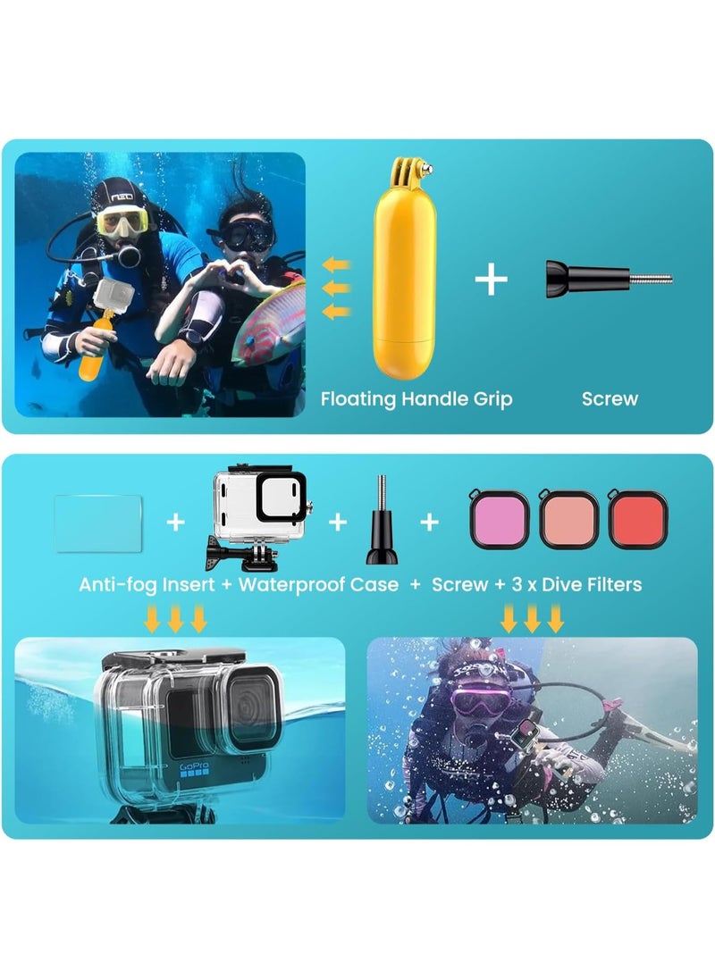 Necomi Action camera accessories set, 54 in 1, compatible with DJI Osmo, GoPro and Insta360 Cam kits.  - Image 4