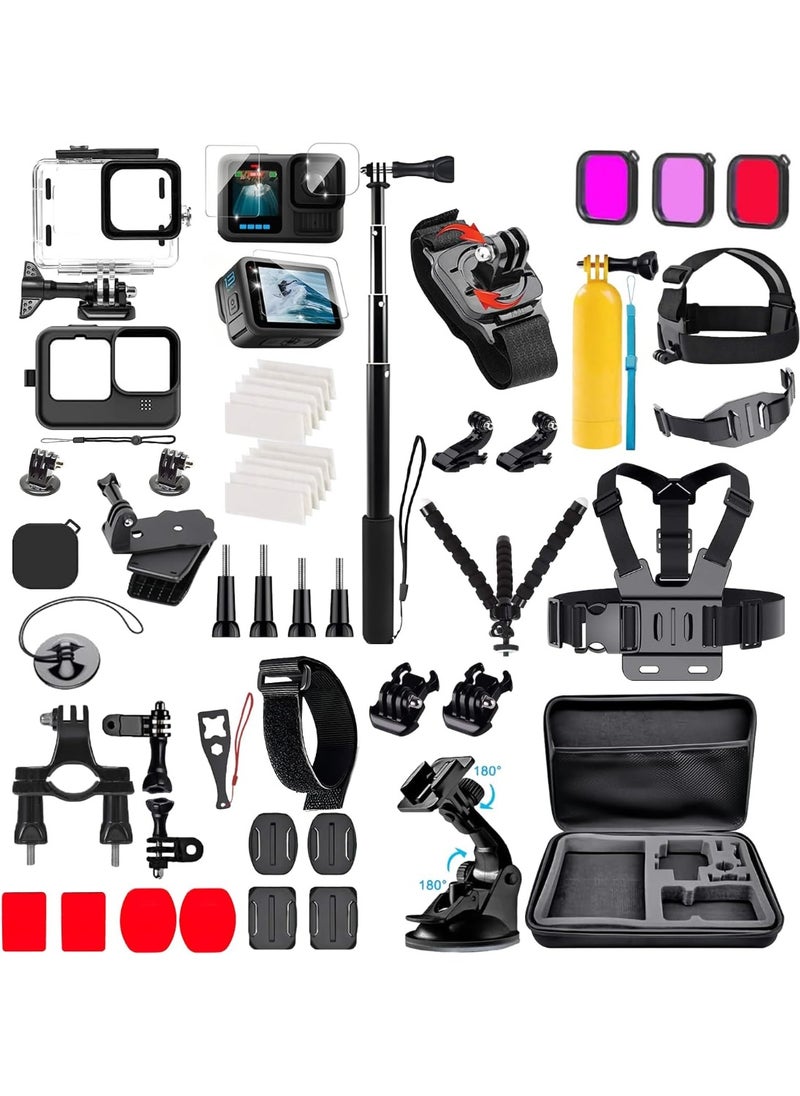 Necomi Action camera accessories set, 54 in 1, compatible with DJI Osmo, GoPro and Insta360 Cam kits.  - Image 1