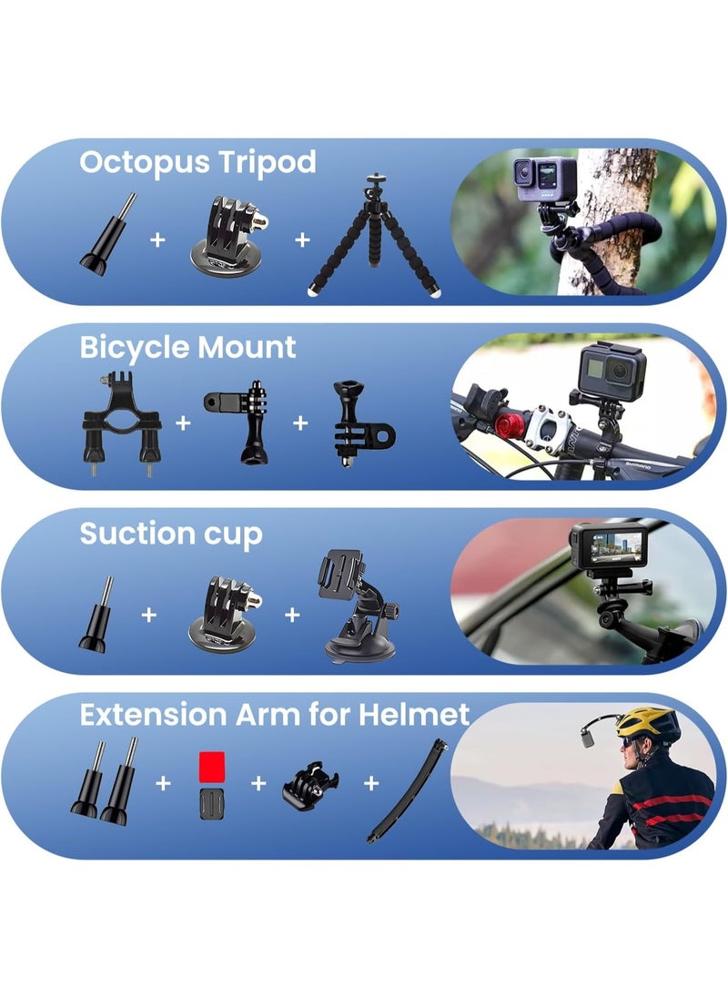 Necomi Action camera accessories set, 54 in 1, compatible with DJI Osmo, GoPro and Insta360 Cam kits.  - Image 3