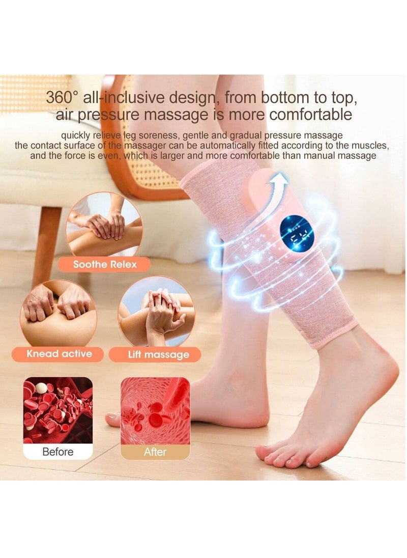 MileMelo One Pair Cordless Calf Massager with Heat, Leg Massager for Pain and Circulation with 3 Modes and 3 Intensities,Revitive Circulation Booster for Legs Air Compression Massager(Pink)  - Image 4