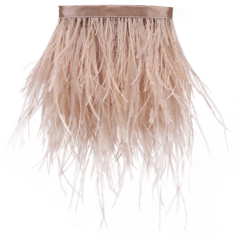 AMZTKDIY AMZTKDIY Ostrich Feathers Sewing Fringe Trim Ribbon for Crafts Clothes Accessories Latin Wedding Dress DIY 2 Yards 46inch Width 2 Yards Champagne 