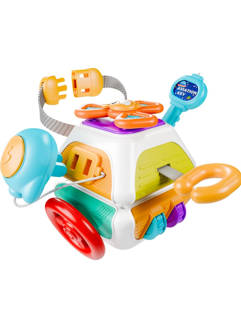 Aideli 10-in-1 Kids Busy Cube Fidget Toy Baby Sensory Busy Board Montessori Educational Activity Cubes Gadgets Toys for Toddlers  - Image 1