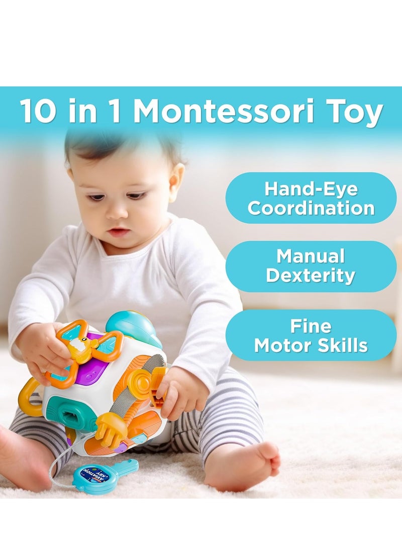Aideli 10-in-1 Kids Busy Cube Fidget Toy Baby Sensory Busy Board Montessori Educational Activity Cubes Gadgets Toys for Toddlers  - Image 2