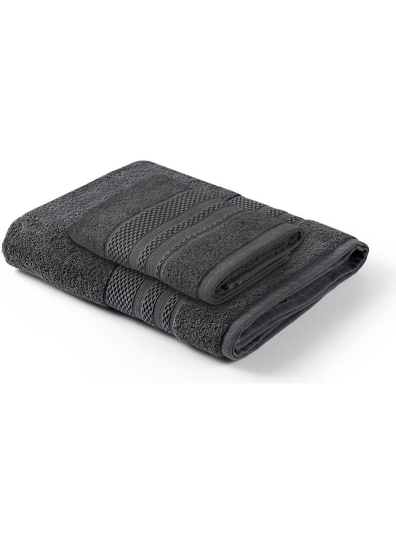 Natural Cotton 2-Piece Bath Towel Soft Rare 90 x 150 + 50 x 90 Anthracite - pzsku/Z029AFEB2F753720DBE39Z/45/_/1725724141/c989d4da-6468-4680-8691-5426abb3a50c