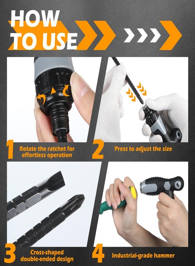 Leriton 3-in-1 T Handle Ratchet with Adjustable Extension T Handles Ratchet Driver Screwdriver Handle for Holding Bits for Repair Assembly Furniture Computer Electronics Bicycle - Image 2