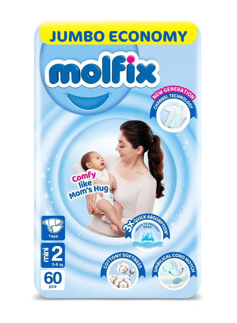 Molfix Baby Diapers Size 2 60 Pieces High Absorbency and Leak Protection