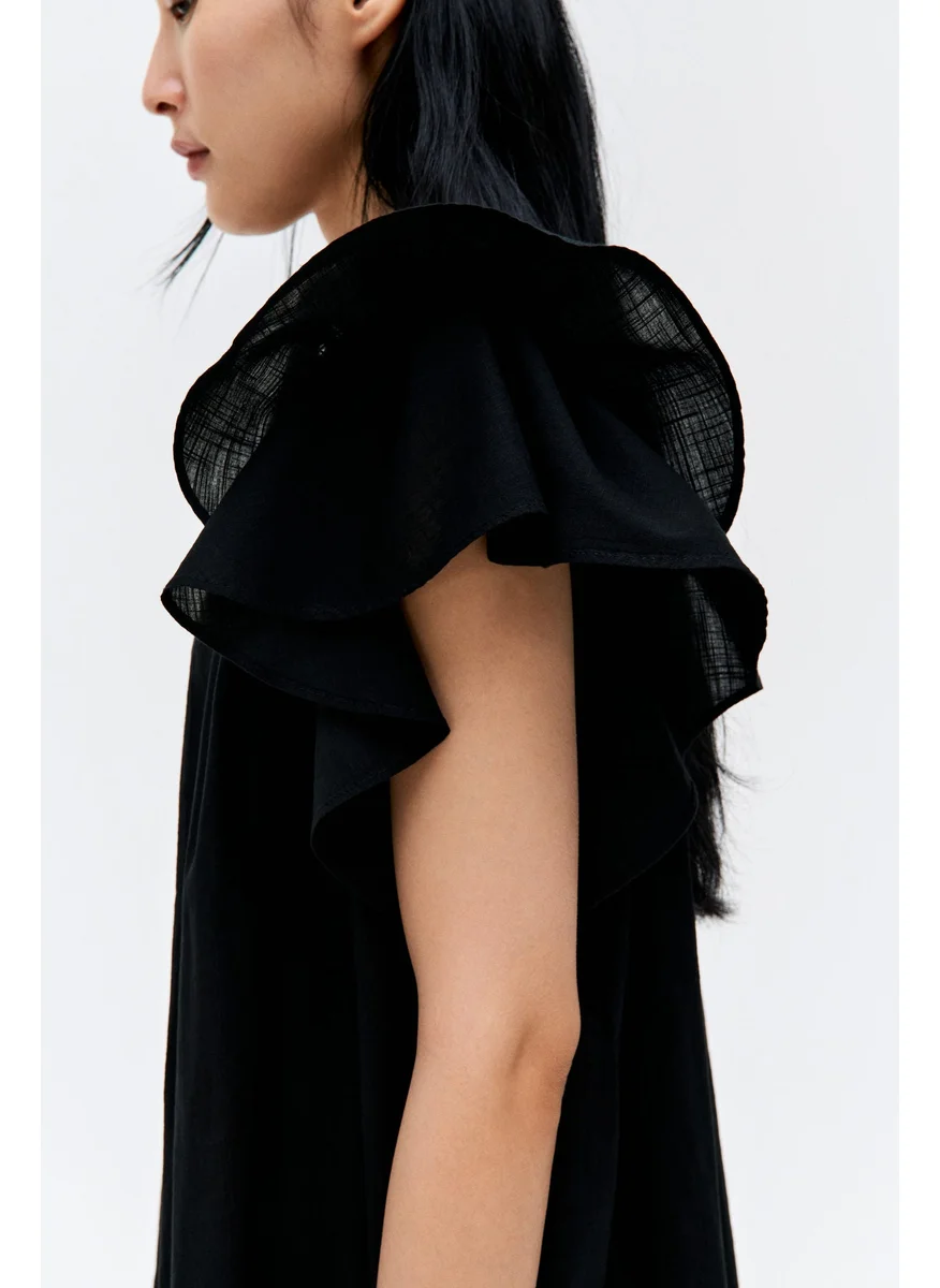 H&M Flutter-Sleeve Dress With Broderie Anglaise
