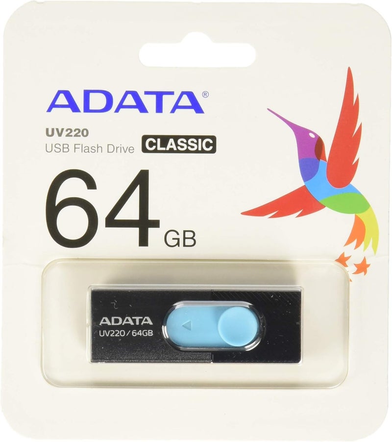 ADATA ADATA UV220  USB Flash Drive  64 GB  USB 20  BlackBlue - Image 1