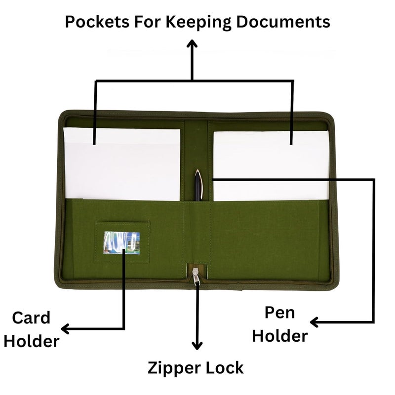 Asraw A4 Jute Professional File Folder Document Zipper Organizer for Corporate Meetings, Interview Portfolio, Certificates, Document Holder, Jute Conference File Folder (Multicolour) - Image 4