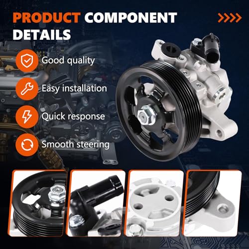 Daysyore Power Steering Pump 21-5456 with Pulley Fits for 2006 2007 2008 2009 2010 2011 Civic 1.8L, OE-Quality Power Assist Pump, Replace OE 21-5456 55-5822 56110-RNA-A01 36-215668 - Image 3