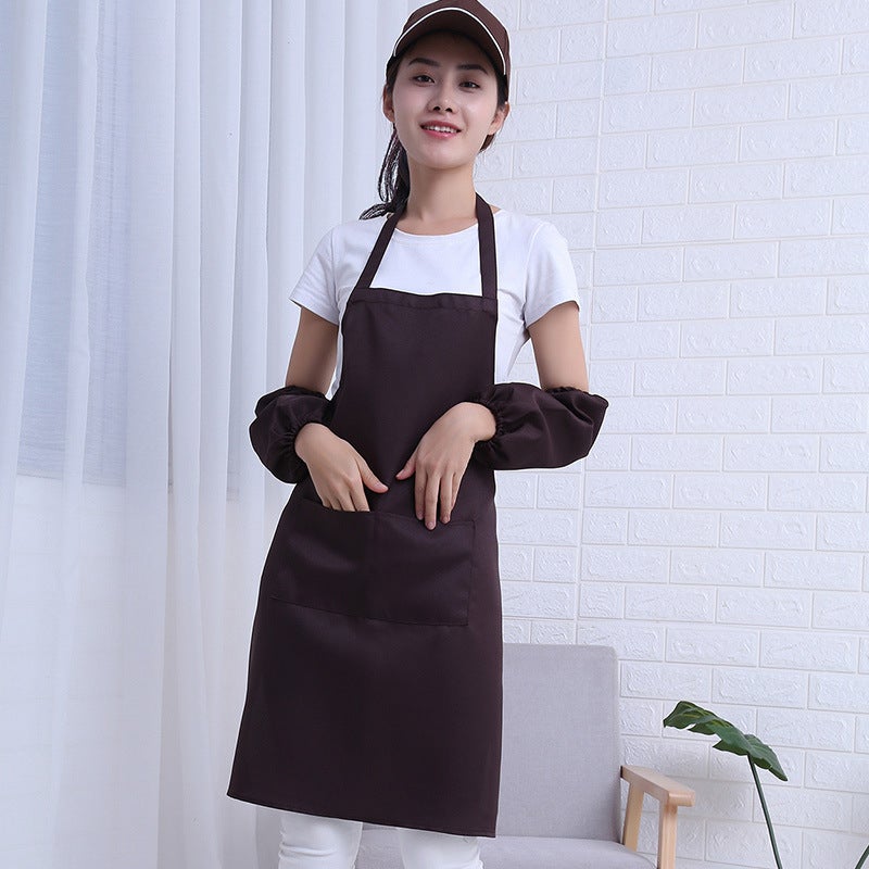 Manufacturer Three-Piece Set Of Advertising Aprons, Korean Style Fashionable Home Kitchen Aprons, Adult Sleeveless Aprons, Sleeves And Headscarves - Image 5