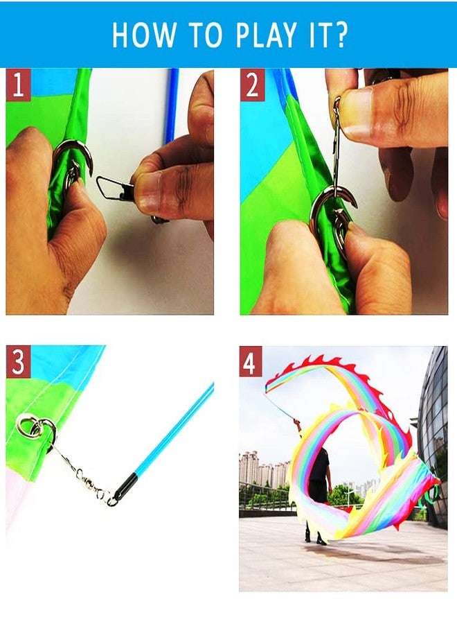 DSJUGGLING 3 Meters (9.8 FT) Blue Celadon Dragon Ribbon Poi with Wand, Outdoor Flinging Fitness Dragon Dance Blue Dragon Ribbon Streamer with Fiberglass Handstick + Travel Bag! - Image 5